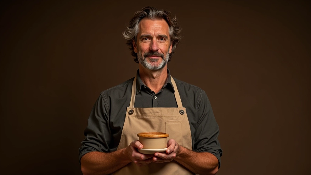 Artigiano che mostra con orgoglio i suoi prodotti artigianali realizzati a mano in bottega