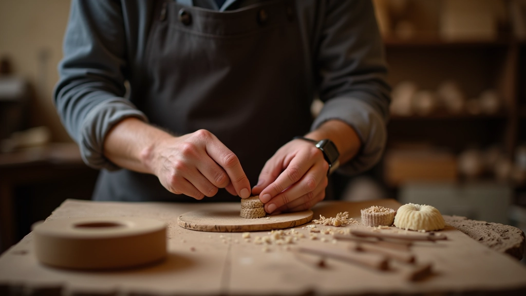 Mani di artigiano al lavoro su un prodotto handmade