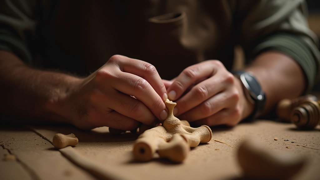 Mani di artigiano al lavoro su un prodotto handmade in bottega